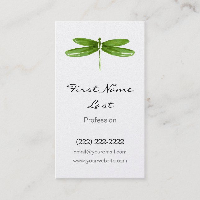 Green Dragonfly Business Card | Dragon Fly Cards (Front)