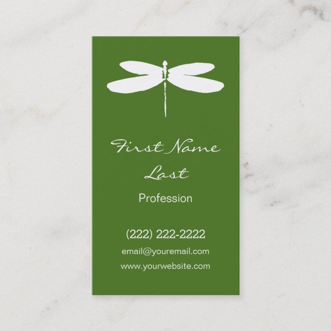 Green Dragonfly Business Cards | Dragon Fly Logo (Front)