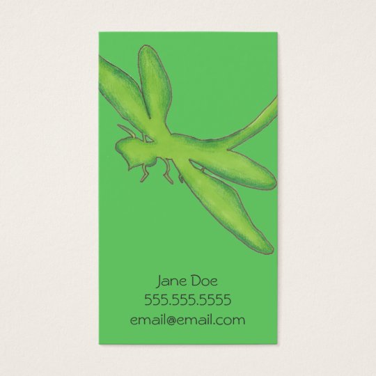Green Dragonfly Calling Card (vertical)