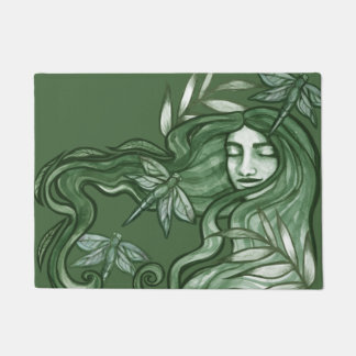 Green Dragonfly Goddess Art Dragonflies Doormat