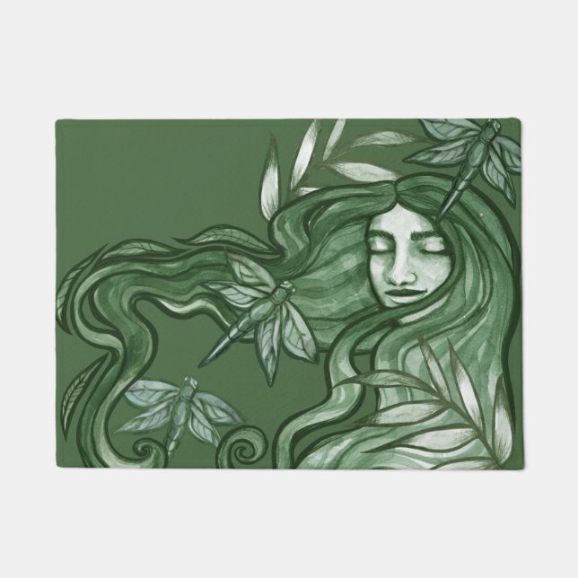 Green Dragonfly Goddess Art Dragonflies            Doormat (Front)