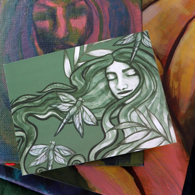 Green Dragonfly Goddess Art Dragonflies            Postcard (Creator Uploaded)