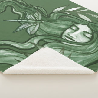 Green Dragonfly Goddess Art Dragonflies Sherpa Blanket