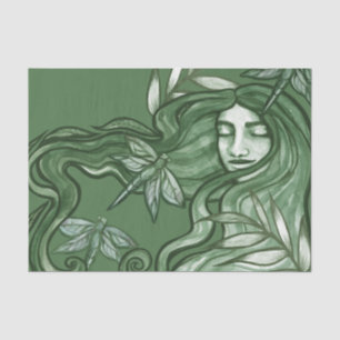 Green Dragonfly Goddess Art Dragonflies            Tissue Paper