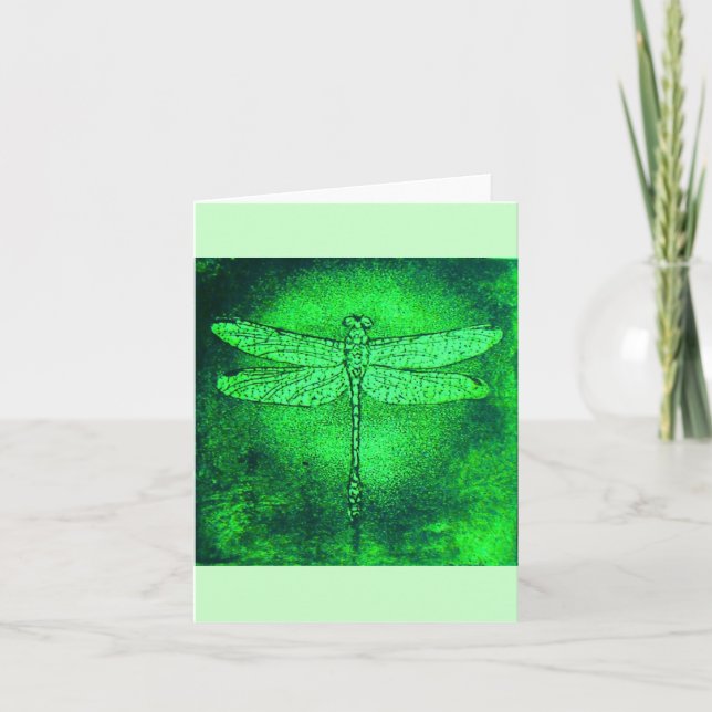 Green Dragonfly Notecard (Front)