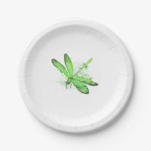 Green Dragonfly Paper Plate