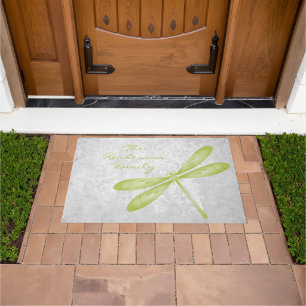 Green Dragonfly Personalised Doormat