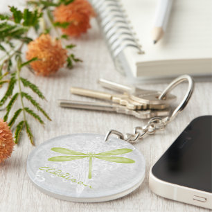 Green Dragonfly Personalised Keychain