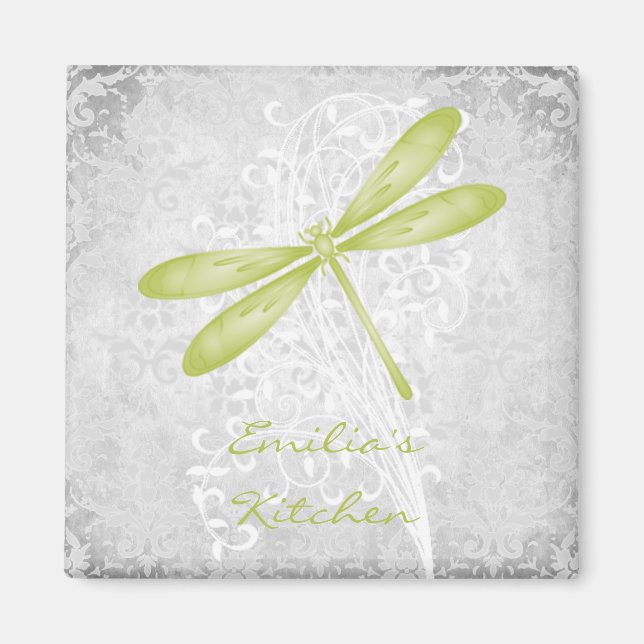 Green Dragonfly Personalised Magnet (Front)