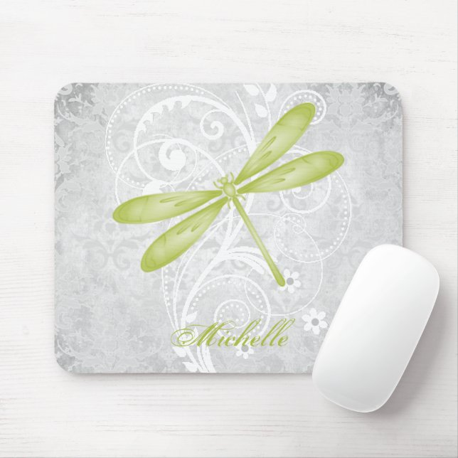 Green Dragonfly Personalised Mouse Mat (With Mouse)