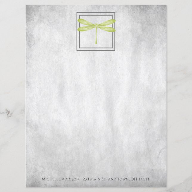 Green Dragonfly Personalised Paper Sheet (Front)