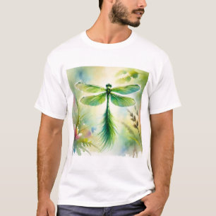 Green Dragonfly Tail 171024AREF145 - Watercolor T-Shirt