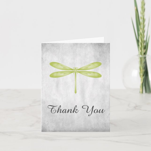 Green Dragonfly Thank You Card (Front)