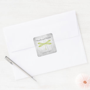 Green Dragonfly Wedding Stickers