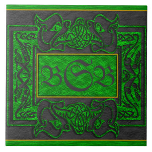 "Green Dragons Breath" 3 Initial Monogram Tile