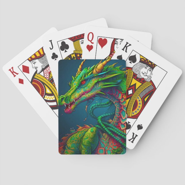 Green Dragons Playing Cards (Back)