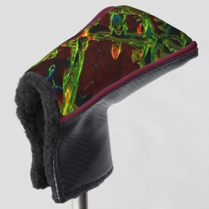Green drained on fire golf head cover