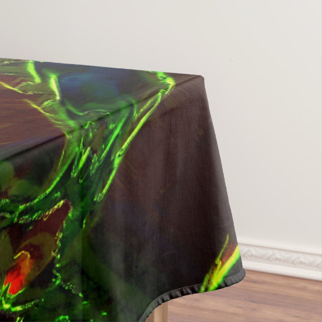 Green drained on fire tablecloth (In Situ)