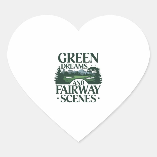 Green Dreams, Golf Trendy Heart Sticker (Front)