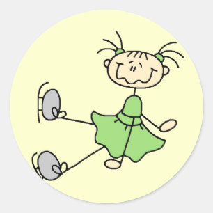 Green Dress Figure Skater Tshirts and Gifts Classic Round Sticker
