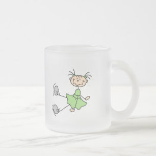 Green Dress Figure Skater Tshirts and Gifts Frosted Glass Coffee Mug