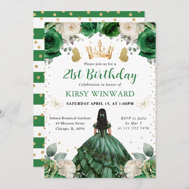 Green Dress Western Princess Birthday Invitation (Front/Back)