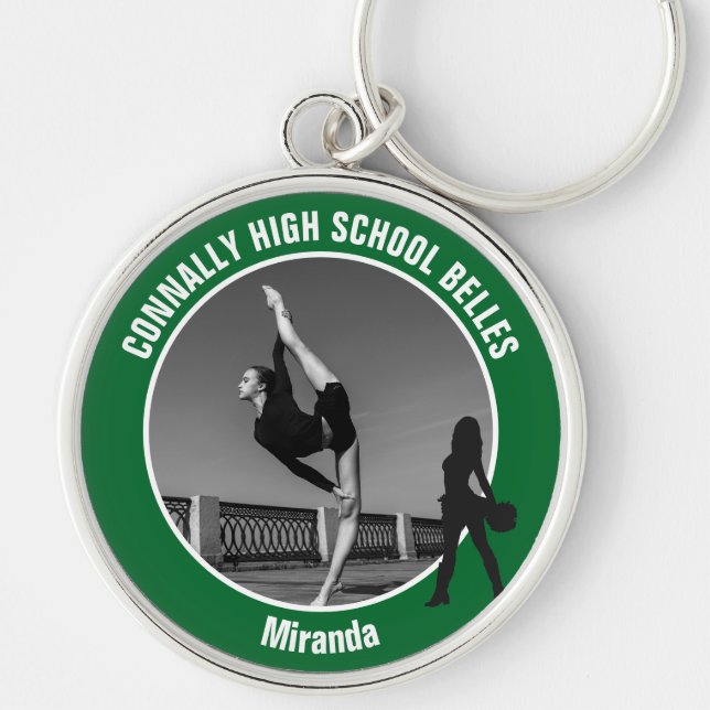 Green Drill Team Photo High School Dancer Key Ring (Front)