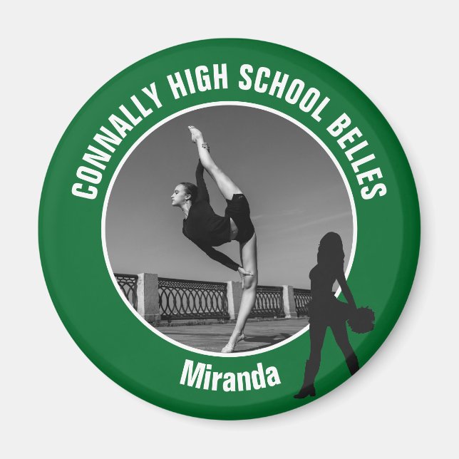 Green Drill Team Photo High School Dancer Magnet (Front)