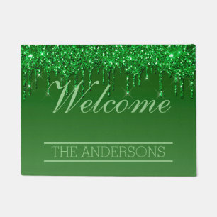 Green Dripping Glitter - Welcome Doormat