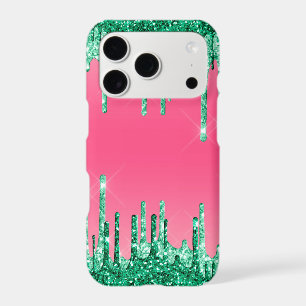 Green Dripping Glitters Chic Pink Watermelon Colou