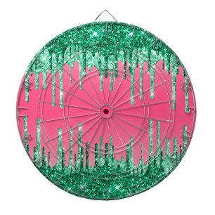 Green Dripping Glitters Chic Pink Watermelon Colou Dartboard