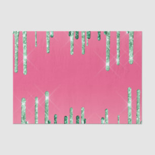 Green Dripping Glitters Chic Pink Watermelon Colou Tissue Paper