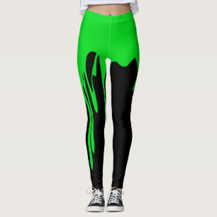 Green Dripping Paint  Leggings