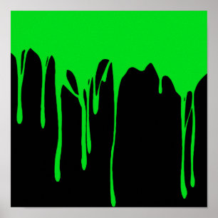 Green Dripping Paint Poster