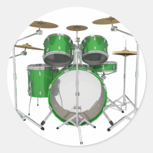 Green Drum Kit: Classic Round Sticker