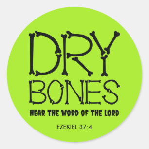 Green DRY BONES Ezekiel 37 Christian Halloween Classic Round Sticker
