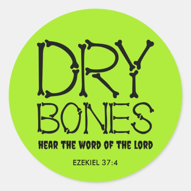 Green DRY BONES Ezekiel 37 Christian Halloween Classic Round Sticker (Front)
