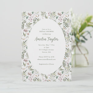 Green Dusty Pink Botanical Boho Bridal Shower Invitation