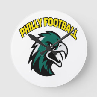 Green Eagle Mascot Philly Football Fan Apparel Round Clock