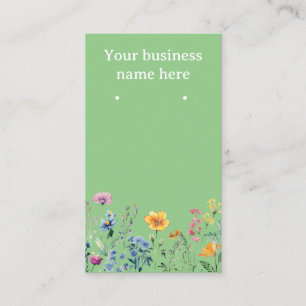 Green earring cards with wildflowers