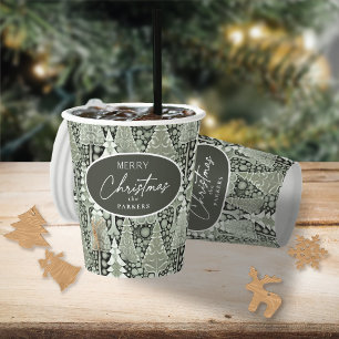 Green Earth Christmas Pattern#6 ID1009 Paper Cups