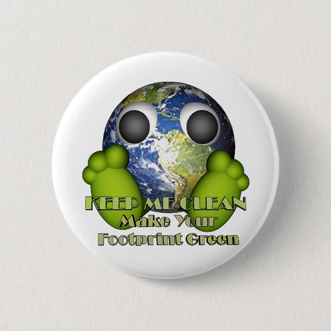 Green Earth Clean Earth 6 Cm Round Badge (Front)