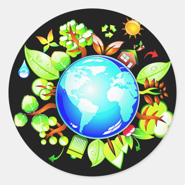 Green Earth Eco Friendly for Earth Day Classic Round Sticker (Front)