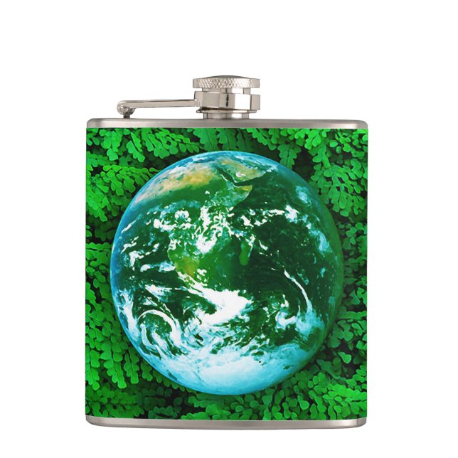 Green Earth - ecological awareness Hip Flask (Front)