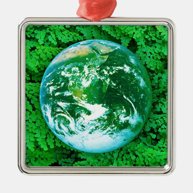Green Earth - ecological awareness Metal Tree Decoration (Front)