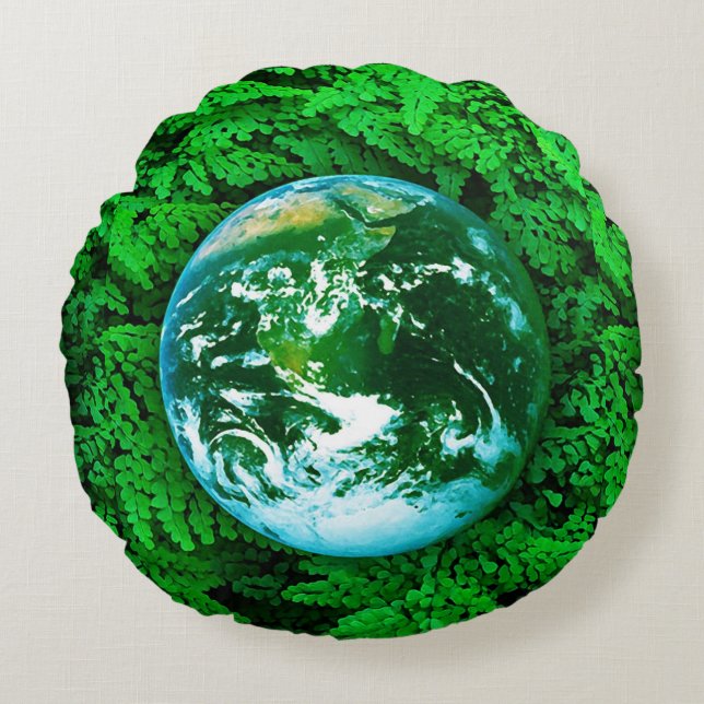 Green Earth - ecological awareness Round Cushion (Front)