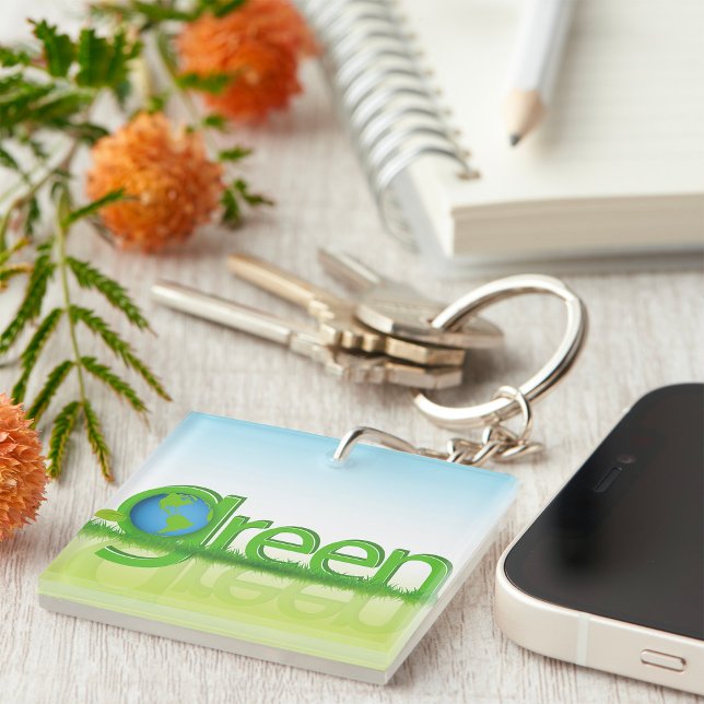 Green Earth Globe Eco Friendly Nature Key Ring (Creator Uploaded)