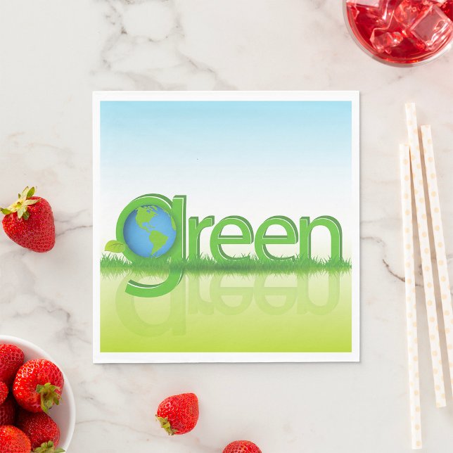 Green Earth Globe Eco Friendly Nature Napkin (Creator Uploaded)