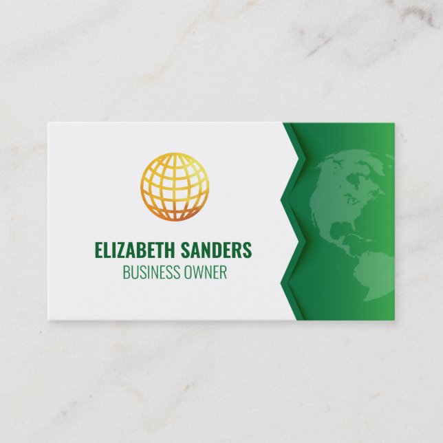 Green Earth | Map of the World | Executive Business Card (Front)