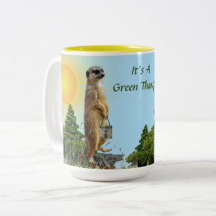 'Green Earth' Meerkat Animal Two-Tone Coffee Mug